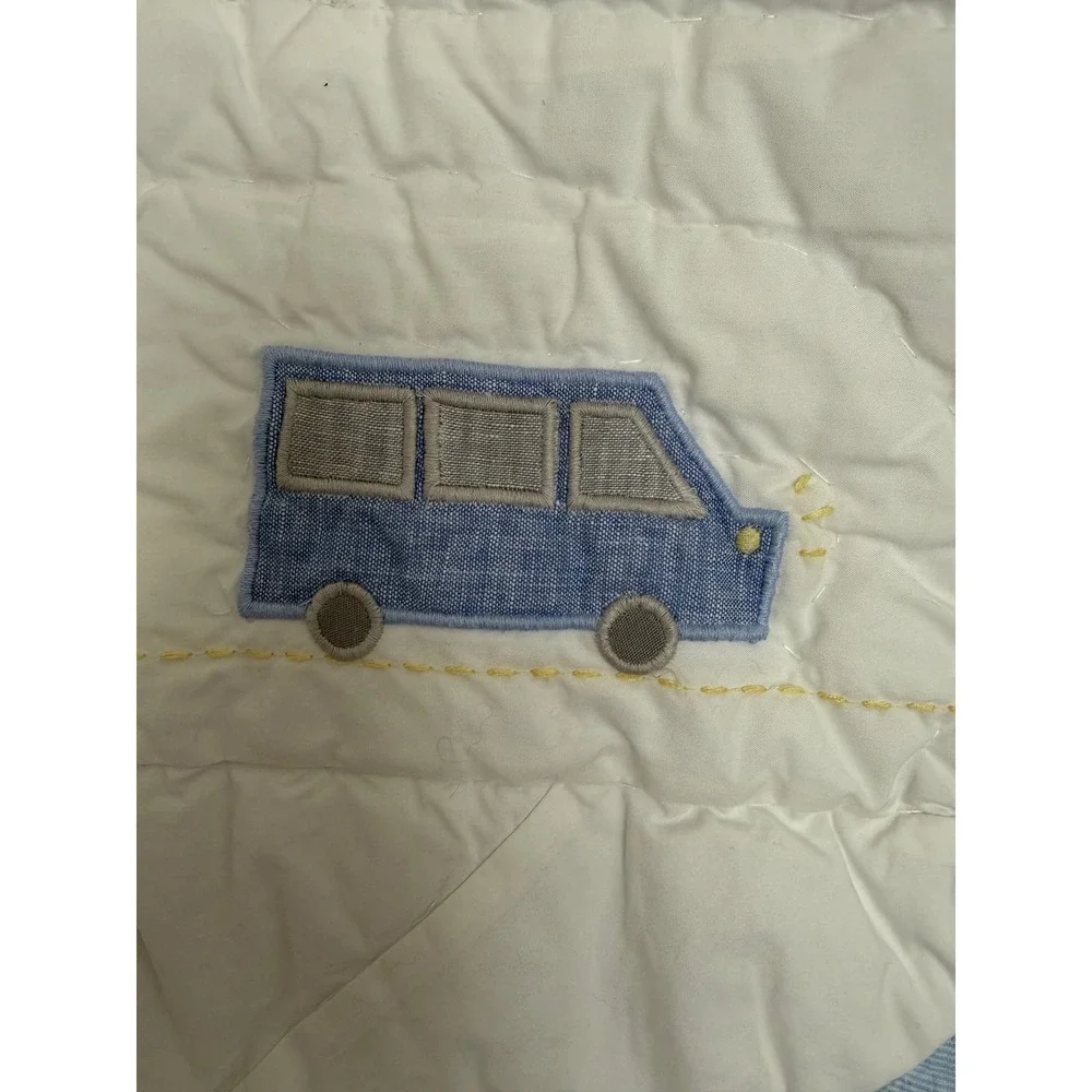 Pottery Barn Kids Transportation Quilt Crib Toddler Cars Trucks Patchwork Blue